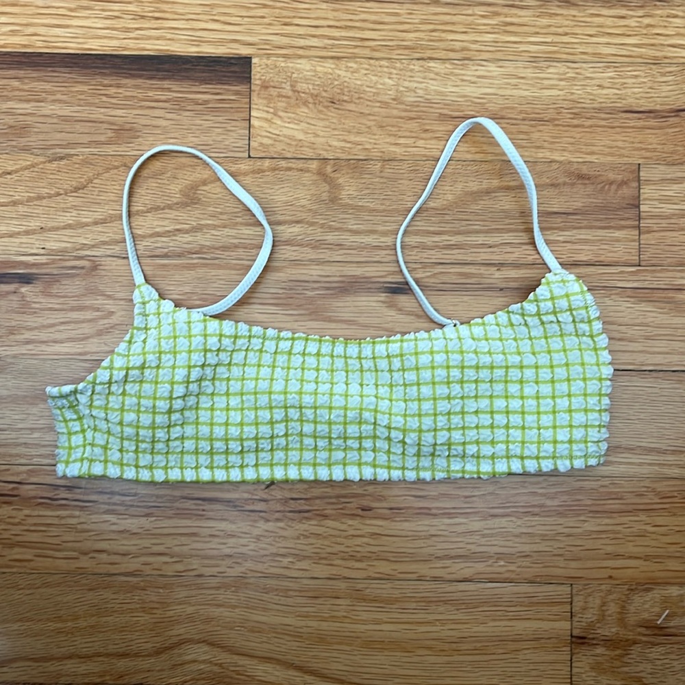 TRIANGL Yellow Checkered Bikini Top